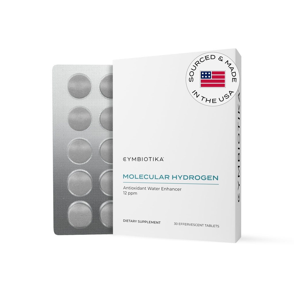 CYMBIOTIKA H2 Molekularne tabletki wodne z Magnezu, Energy Boost, Gluten Free, Napoje przeciwutleniające Keto, szybko rozpuszczające się suplementy, pomaga zwalczać zapalenie i stres 30 tabletek, 12 ppm