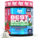 BPI Sports Best BCAA Shredded - Kofeina Free Thermogenic Recovery Drink, Lean Muscle Building BCAA Proszek dla kobiet i mężczyzn, Wstępny trening BCAAs Amino Acids Drink - Arbuz ICE - 25 Służenie