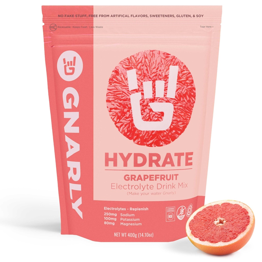 Gnally Nutrition Hydrate Electrolyte Powder - Ruby Red Grejpfrut Ćwiczenia Hydration Drink Mix - NSF Zawartość Certified - Electrolyte Solution, Performance & Recovery - Ruby Red Grejpfrut, 14.10 oz