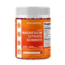 Cytrynian magnezu vitamatic Gummies 600mg na serwowanie - 240 Wegan Gummies - Naturalny aromat malinowy - Wysoka absorpcja suplement magnezu - Wspiera Nerve, kości i mięśni zdrowia
