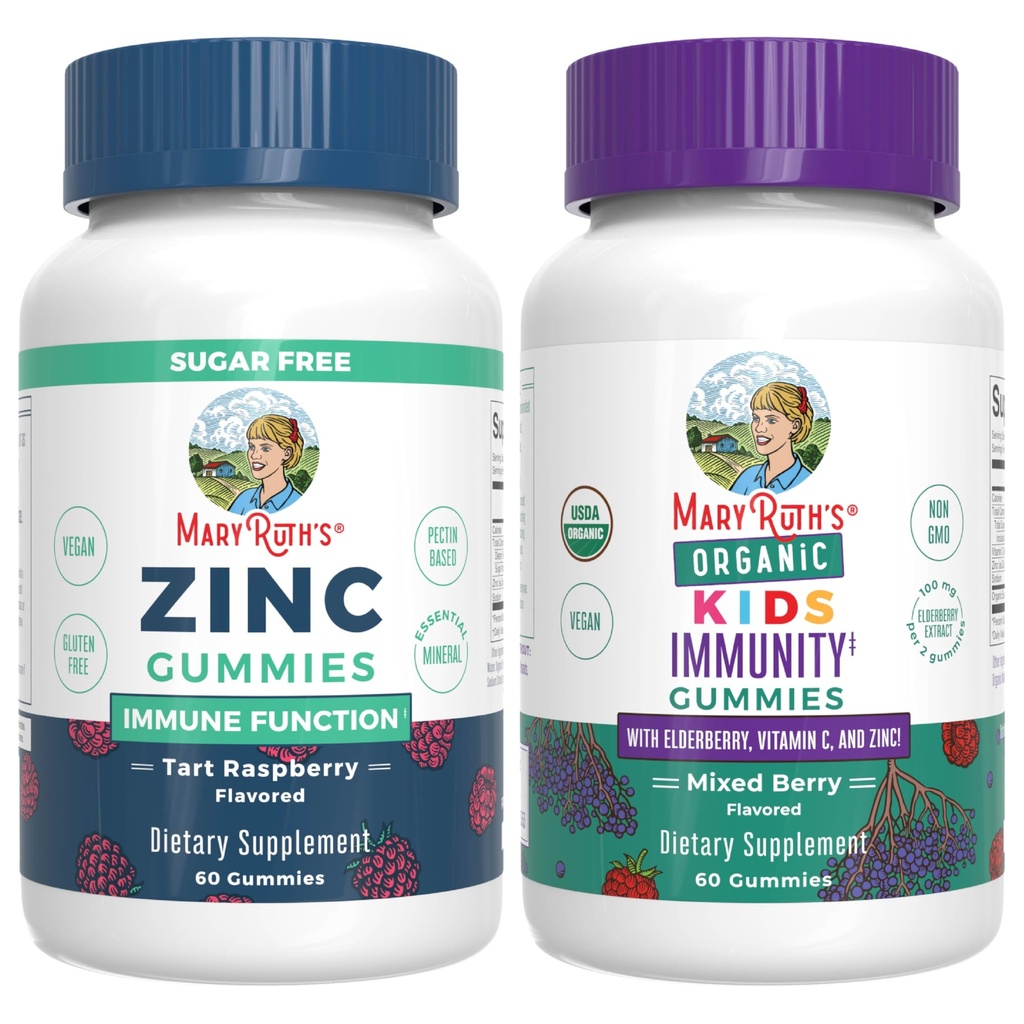 MaryRuth Organics Cynk (Tarta Malina) & Dzieci Immunitet Gummies (Mieszane Wisienki) 124; Czysty projekt etykiet zweryfikowany ® Bilans 124; Witaminy dla Immunitet & Ogólny Zdrowie i Wellness 124; Wegan, Non-GMO, Nie Żelatyna
