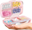 Travel Pill Organizator - hermetyczny lek Case for Traveling Portable Pharmacy Box z etykietami Witamina Pojemnik 8 Komplementary Medication Holder Dużą Pojemność Codziennie (różowy)