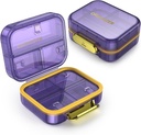 7 Obudowa Pudełko na tabletki podróżne, Pill Organizer Moisture Proof Mini Pill Case, Małe Pudełko na torebkę kieszonkową, Codzienne Przenośne Pudełko na witaminy medyczne, Fish Oil Box, Suplement Pudełko (Purpurowy)