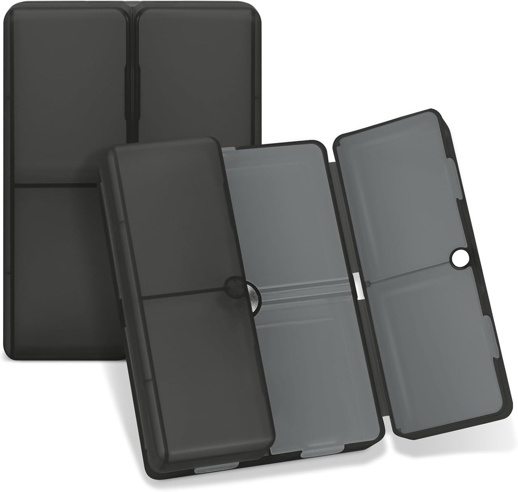 FYT Daily Pill Organizator, 7 Komory Przenośne Pill Case Travel Organizer, [Składany projekt] Pill Box do torebki Pocket trzymać witaminy, Olej z wątroby dorsza, Suplementy i Medykacja- Czysty czarny