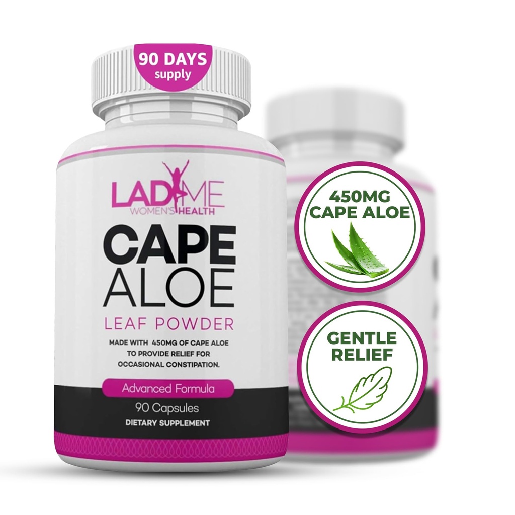 Pure Cape Aloe Herbal Laxative for Zaparcia Relief - Zdrowe jelita - Natural Colon Cleanse & Detox Dietetyczny Suplement - Specjalnie dla kobiet przez Ladyme - 90 Kapsułki