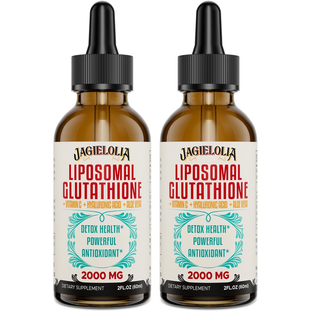 Liposomal Glutathione Liquid 2000MG - Suplement do detoxu przeciwutleniającego dla kobiet i mężczyzn, Obrona starzenia, Funkcja wątroby i energia, z kwasem hialuronowym + Aloe Vera + Witamina C, Natural & Vegan, 4 FL.OZ