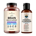 AMANDEAN Premium Brain Health Supplement & Liposomal Glutathione Bundle. Triple Formuła z magnezem L- Threonian, USA- Grown Organic Lion 's Mane 6: 1 Extract, i Alpha- GPC. Wsparcie Cognition, Focus &