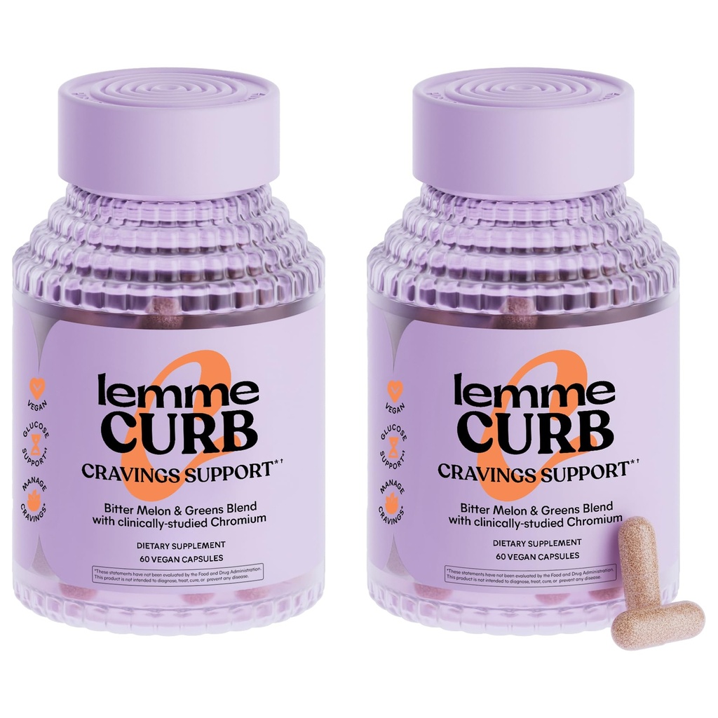 Lemme Curb - Poprawianie metabolizmu węglowodanów, Wspomaganie zarządzania wagą, Klinicznie badane pikolinian chromu, Gorzki Melon, Ceylon Cynamon & Zielony Superfood - 60 Hrabia (Opakowanie po 2)