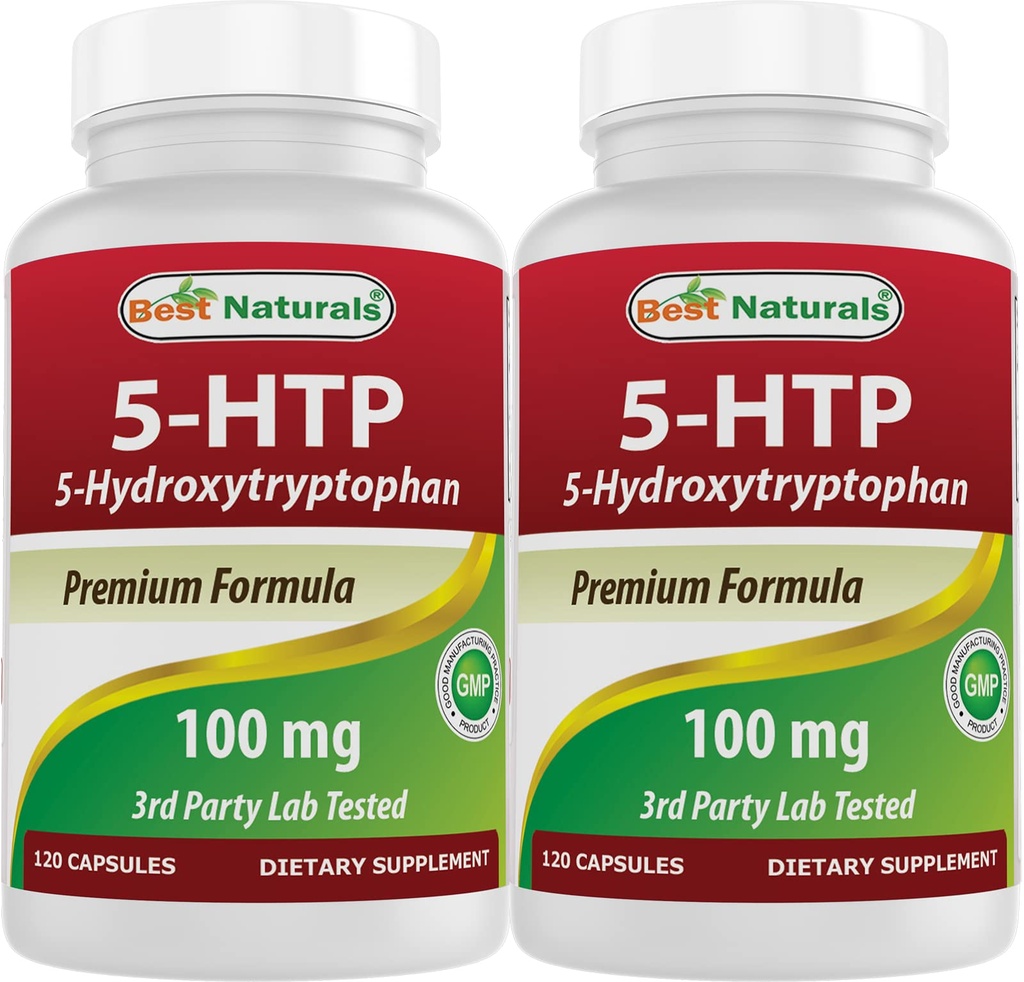 Best Naturals 2 opakowania 5- HTP (5- hydroksytryptofan) 100 mg 120 kapsułek