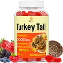 Turcja Grzyb ogonowy, Turcja Ogon (100% Fruiting Body, 40% Beta Glucans) dodać Pieprz czarny, Gummies grzyb dla Gut, Energia, Mózg i wsparcie immunologiczne, Mieszane jagody Flavor 124; Wegan, Non-GMO, 60ct