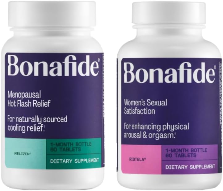 Bonafide Relizen + Ristela - Wolne od hormonów ulga od gorących błysków i nocnych potów podczas menopauzy * + Hormone-Free, Drug-Free Support for Women 's Sexual Satisfaction - 1 Month Supply