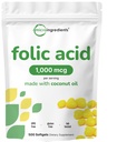 Kwas foliowy 1000 µg, 500 Softgels oleju kokosowego (1 mg) 124; Witaminy zasadowe prenatalne (Witamina B9) 124; 1,667 μg DFE 124; Tested strony trzeciej, Brak sztucznych kolorów lub aromatów 124; Nie GMO, Gluten Free