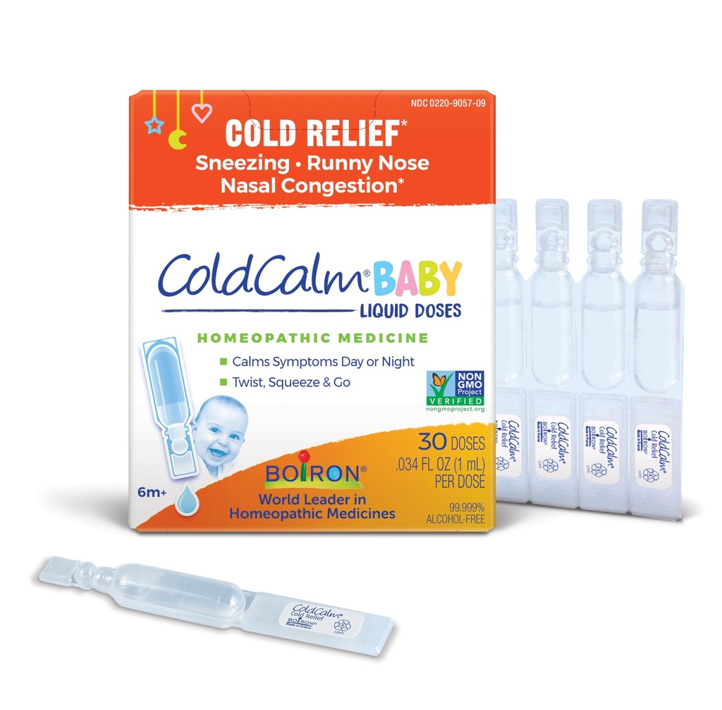 Boiron ColdCalm Baby Single- Use Drops dla ulgi od zimnych objawów kichania, Nose Runny, i zatorów nosowych - Sterylne i Non-Drowsy płynnych dawek - 30 Count