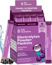 KLUCZOWE NUTRIENTY Multiwitaminowe opakowania proszkowe Electrolytes - Pyszne Acai Berry 40 Pakiety nawadniające - Podróże Hydration Powder - No Sugar, No Calories, Gluten Free - Made in USA
