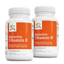 Terry Natural BioActive witaminy B - Aid Heart Health with Bioactive B Vitamin - Suplement z folianem i wapniem - B Complex Witamina do Aid Nerwowy System Function - 60 Kapsułek (Opakowanie po 2)