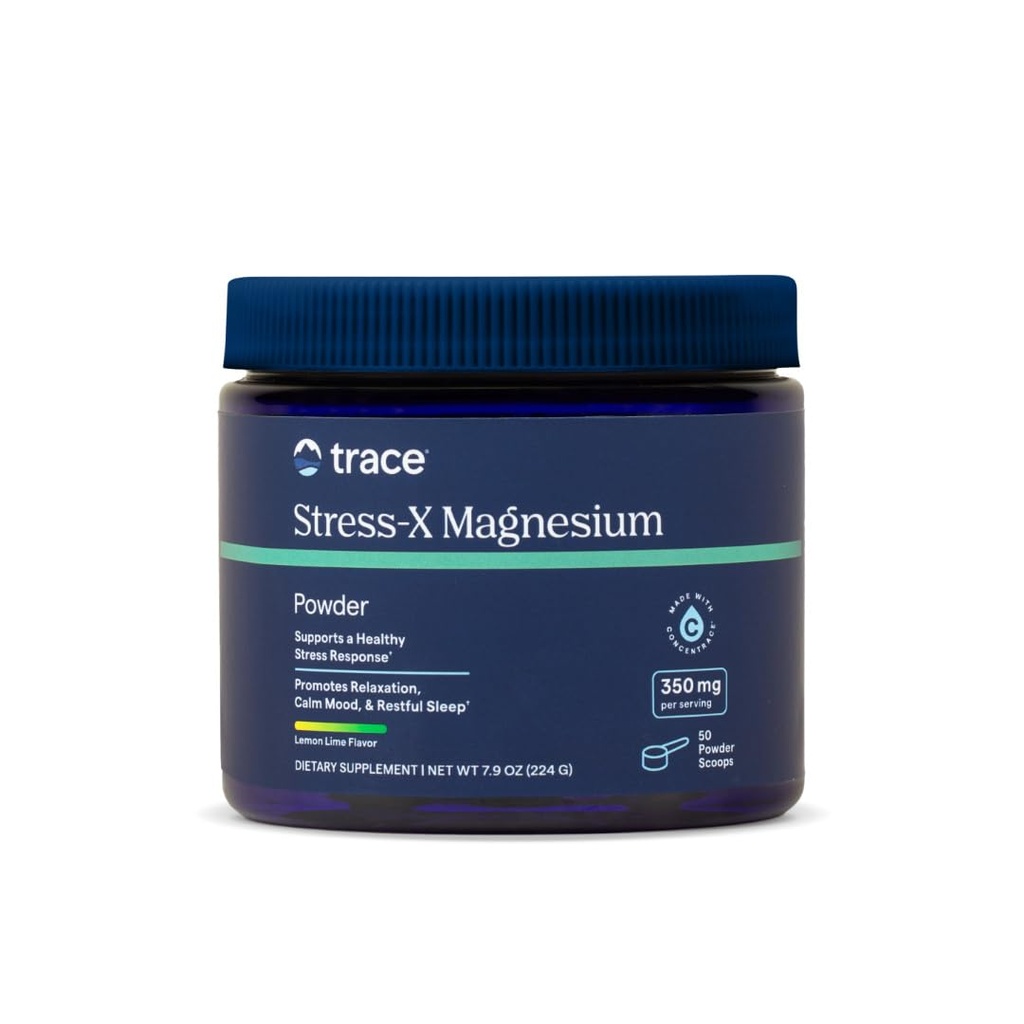 Ślad Minerały Stress- X Magnez, 350mg - Proszek Magnezu Suplement do Wspomagania Relaks mięśniowy i Odzysk - Resteful Sleep Supplement Mineral Supplement - Lemon Lime Flavor, 7.9 oz (50 Servings)