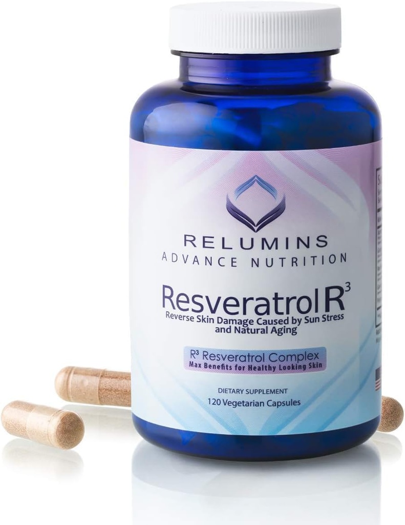 Reluminy Resveratrol 600mg Supplement - Wysokiej mocy przeciwutleniacz z Grape Seed & Red Wine Extract - Pomaga skóry, Heart Health & Immune System - 120 Kapsułki wegańskie