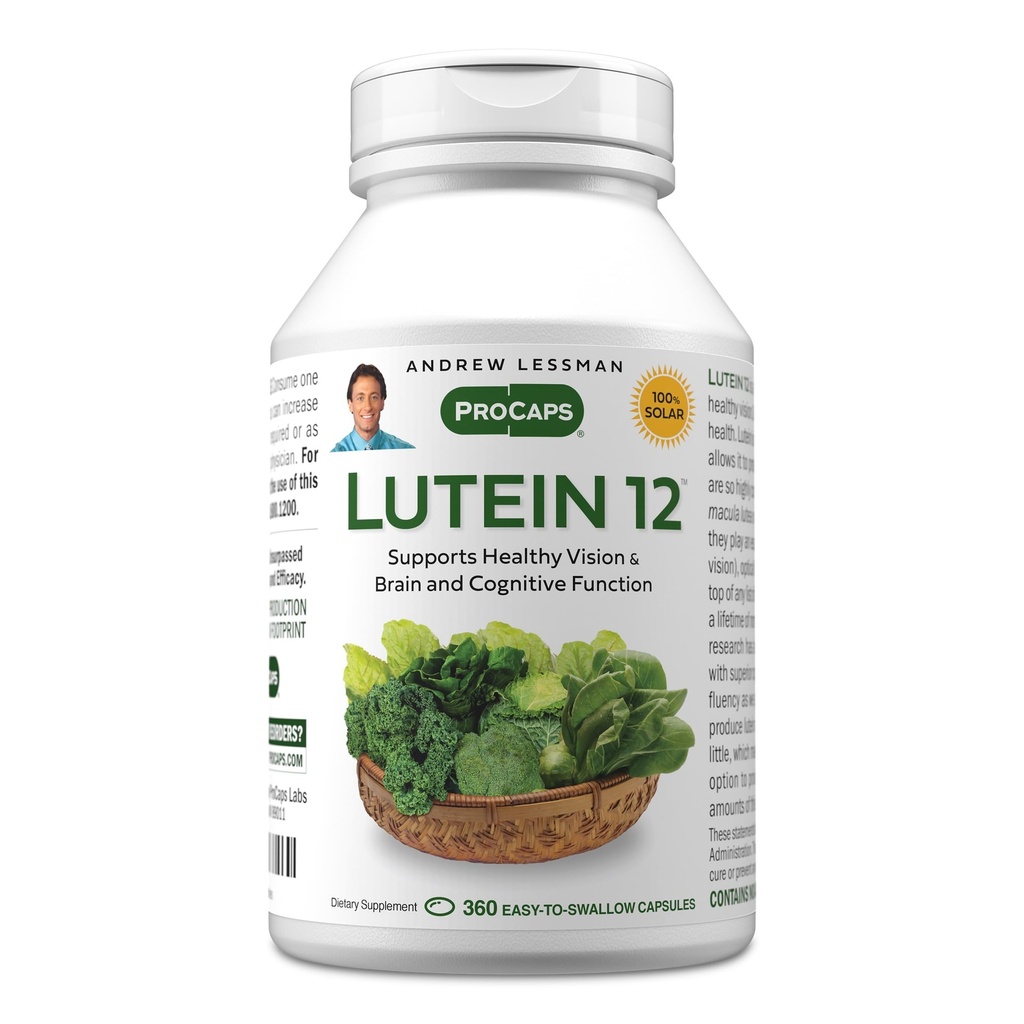 ANDREW LESSMAN Lutein 12 mg - 360 Softgels - Ultra- Wysokie poziomy luteiny. Potężny antyoksydant karotenoid. Wspiera zdrowie oczu i promuje zdrowe widzenie i skórę.