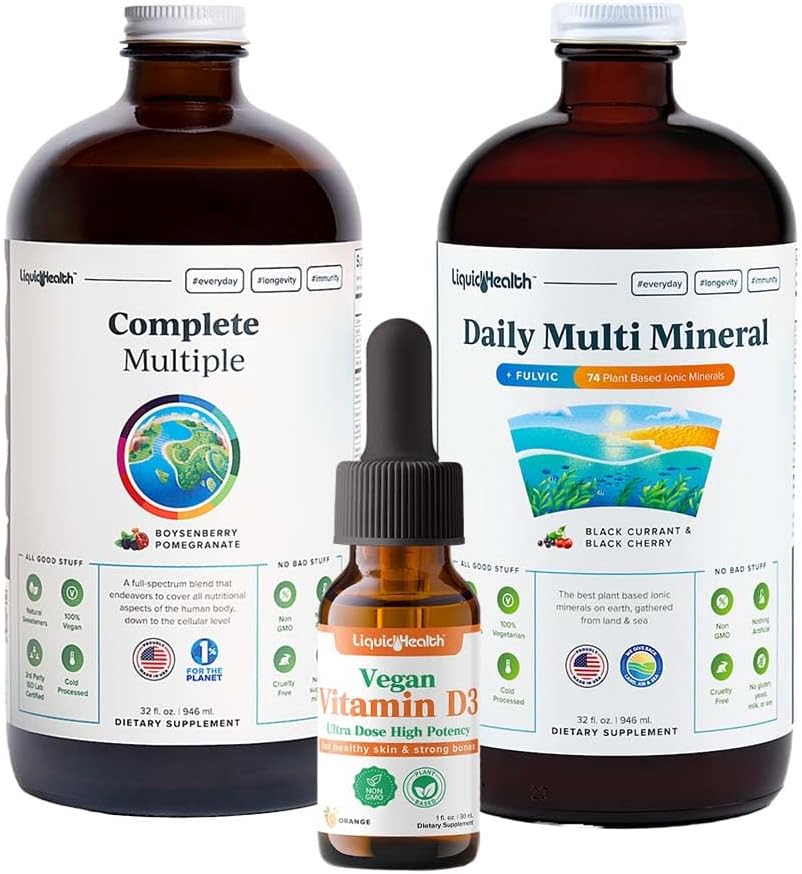 LIQUIDHEALTH Ultra Immunitet Płynny Pasek Witaminowy dla dorosłych z Kompletną Multivitaminą, Dzienne Minerały i Żołębie Witamina D3 Krople - Immune Support Witaminy, Całość Żywność, Wegan, Nie GMO