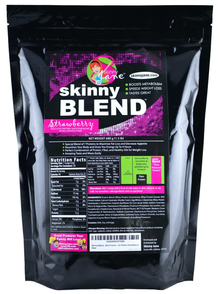Chudy Mieszanka - Proszek do shake 'u serwatkowego dla kobiet - Niskie węglowodany, Przyjazna Keto Meal Replacement - Zadowola głód i zwiększa energię - Kremowa truskawka - 30 shakes