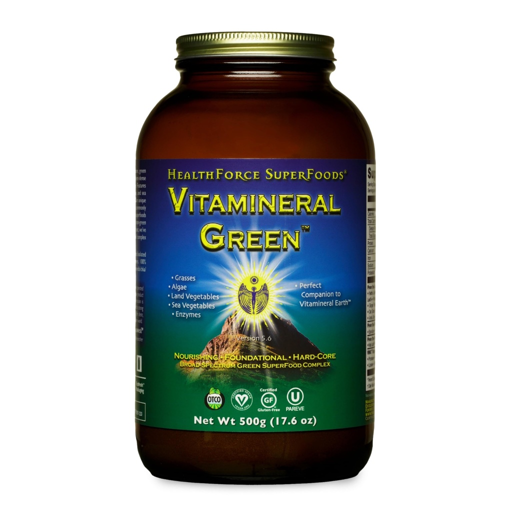 NADZÓR ZDROWIA Zielony Witaminal - Suplement mineralny do wsparcia immunologicznego i tarczycy - Suplement Zielonego Proszek ze Składnikami z Ziemi - Bezglutenowy & Wegan - 500 Grams