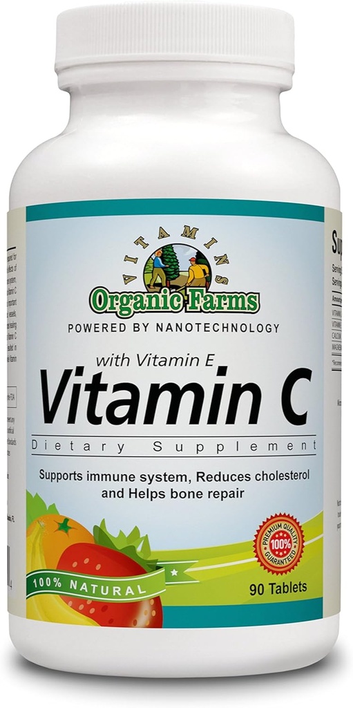 OFV 100% Naturalna witamina C z witaminą E, Suplement diety zasadniczej 90 Tabletki