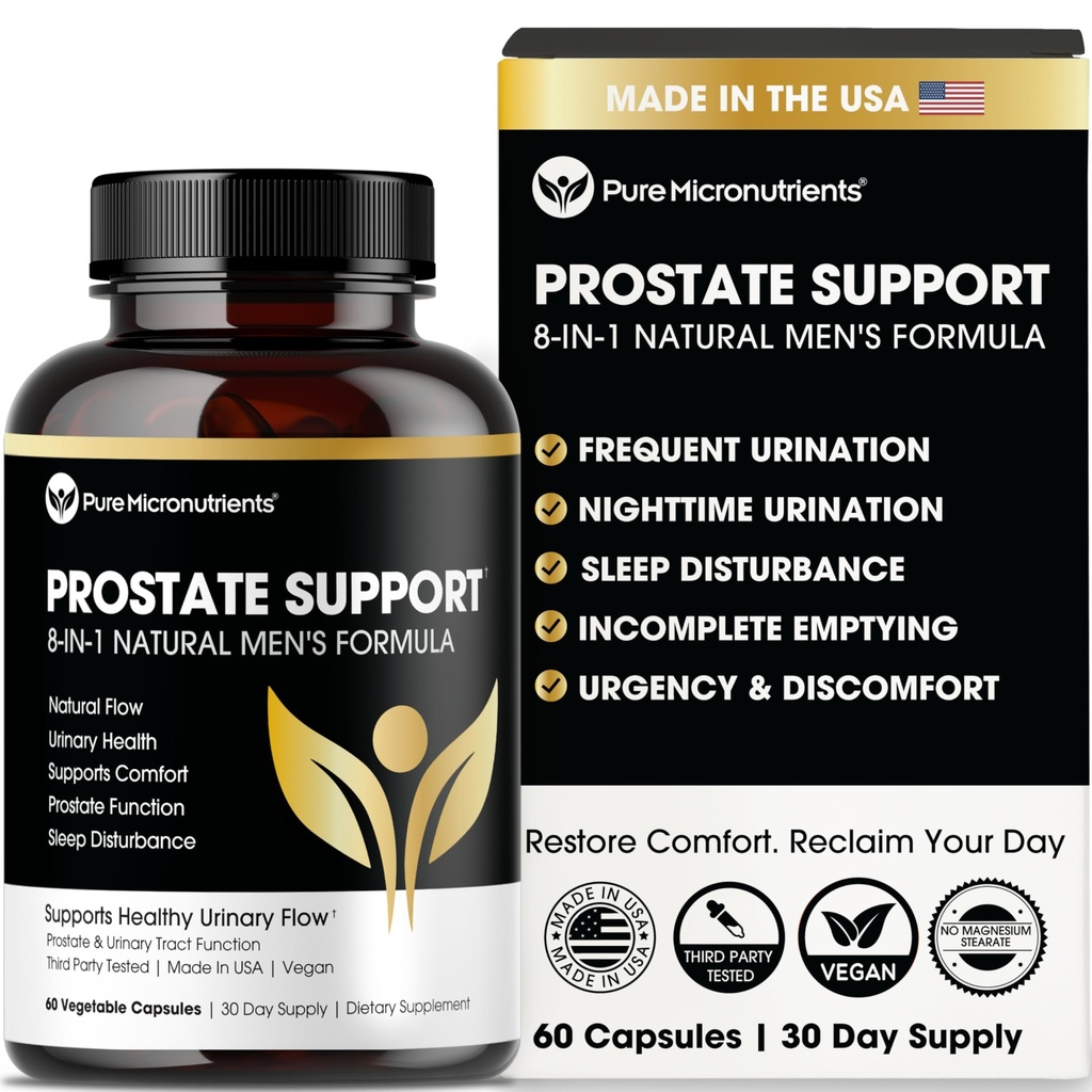 Czyste mikroelementy Advanced Prostate Health Supplement - Saw Palmetto, Beta- Sitosterol, Stinging Nettle Root, & Lycopene - Bledder Control & Urynary Supplements for Men