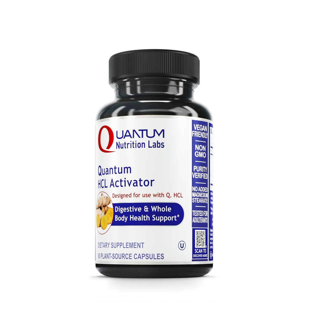Quantum Nutrition Labs HCL Activator - Pepsin Digestive Enzymes Supplement for Optimal Digestive Function for Men & Women, Niski kwas żołądkowy, Wchłanianie składników odżywczych - 90 Kapsułki wegetariańskie