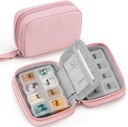 Zannaki Cute Pill Organizer for Purse with Two Removable 7- Day Pill Box, Travel PU Leather Pill Case, Portable Tygodniowy Pill Container z workiem do przechowywania witamin, Oleje rybne, Suplementy (różowy)