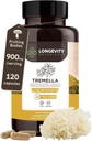 Organic Tremella Mushroom Supples (120) Velk 124; Fruiting Body 10: 1 Wysoka wytrzymałość Wyciąg z grzybów śnieżnych 124; 10% Beta- D Glukany 124; 9,000mg Surowy ekwiwalent na Podawanie 124; Hydracja skóry i wsparcie mózgu
