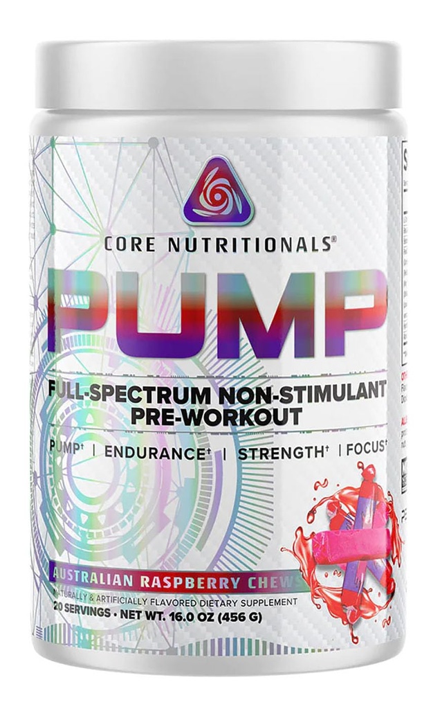 Bazowe Nutritionals Pompa Full- Spectrum Non-Stimulant Pre- Workout, z N03T Nitrate, Peak02, Alpha GPC, dla Maximum Pompa, Siła, i Performance 20 Słupki (Austrail Malina Chews)