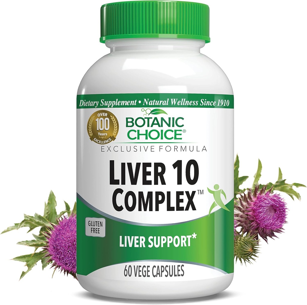Botaniczny wybór Wątroba 10 Complex - Premium Liver Health Support and Wellness Supplement - Natural Herbal Blend with Milk Tistle Extract, Lecytyna, i Curcumin C3- 60 Pigułki