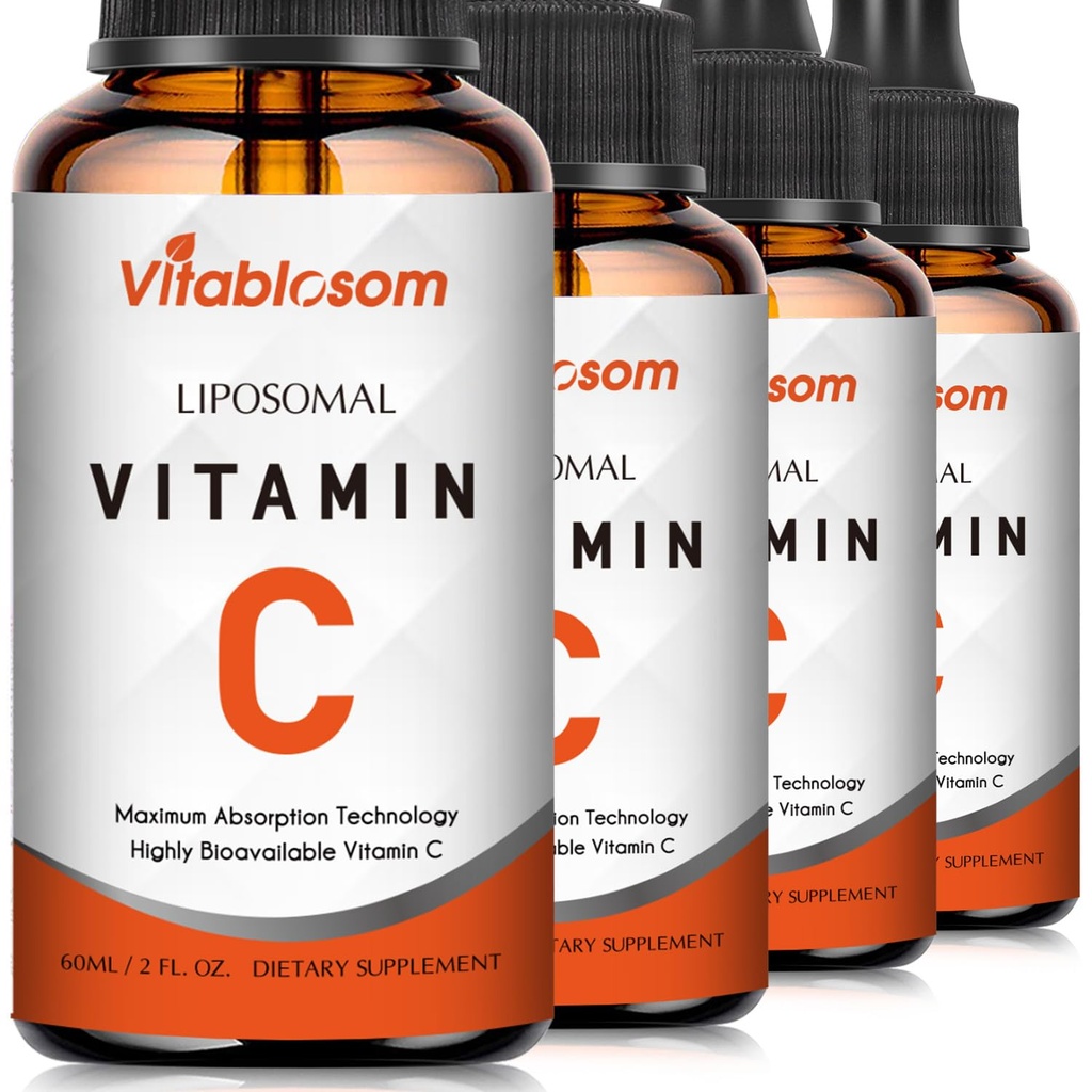 Witamina liposomalna C 2000mg Płyn dla dorosłych, Wysoka Absorpcja VIT C, Maksymalizacja Witaminy C, dla układu immunologicznego i przeciwutleniacza, 60ML (4 butelki)