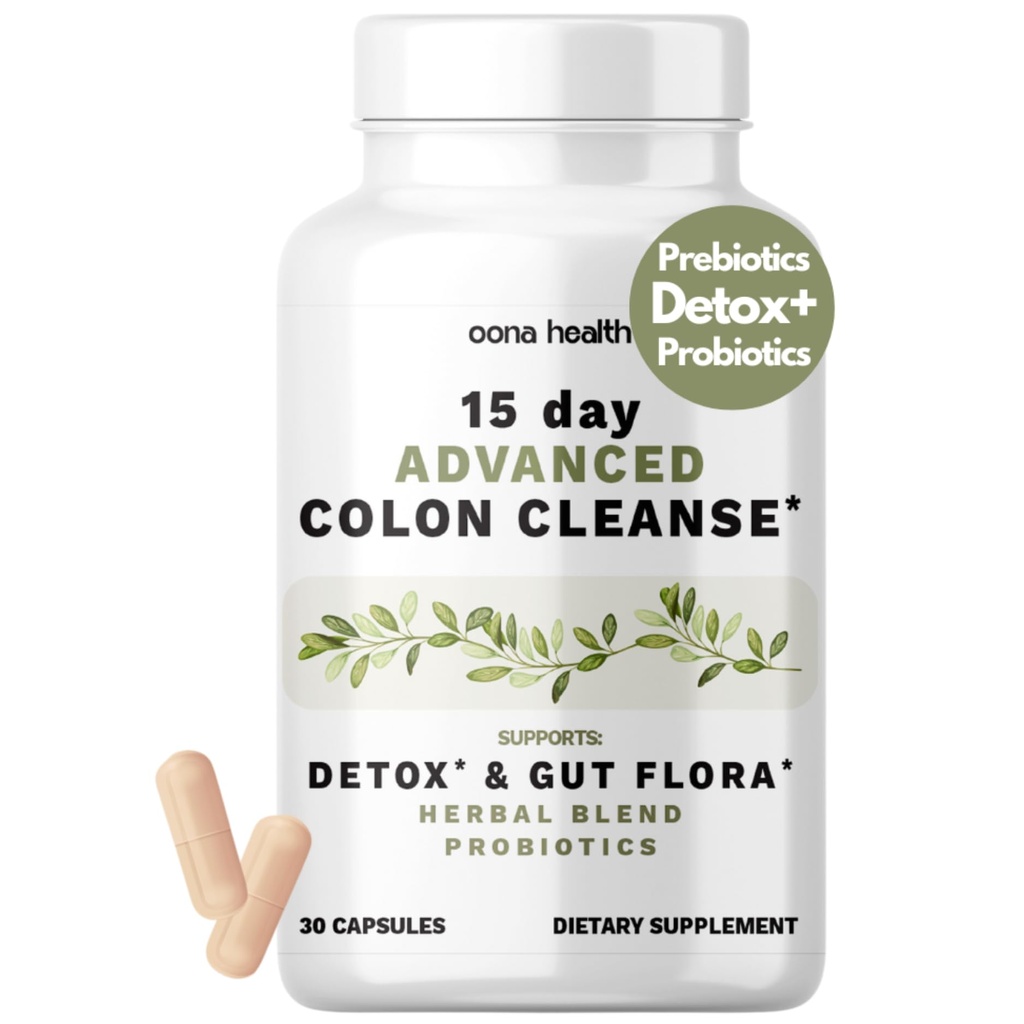 15 Day Advanced Colon Cleanse, Probiotyki i Naturalne Zioła, Wspiera Detox & Gut Flora dla kobiet i mężczyzn, z Cascara Sagrada, Psyllium Husk & Senna Leaf, 30 Kapsułki 1-2 Codziennie 124; 15 Dzień Czystki