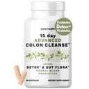 15 Day Advanced Colon Cleanse, Probiotyki i Naturalne Zioła, Wspiera Detox & Gut Flora dla kobiet i mężczyzn, z Cascara Sagrada, Psyllium Husk & Senna Leaf, 30 Kapsułki 1-2 Codziennie 124; 15 Dzień Czystki