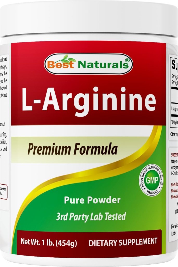 Najlepsze naturalne L- Arginina Proszek 1 Funt - Czysty farmaceutyczny Grade Free Form - Najlepsze suplementy aminokwasu argininy dla kobiet i mężczyzn - Promotuje cyrkulacja i wspomaga zdrowie układu krążenia