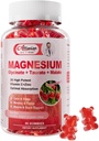 Glucynian magnezu, suplement potasu magnezu z Taurate, Malate, Witaminy D, C, B6, Wapnia, Wsparcie ciała, Malina Magnezu Gummies dla dorosłych i dzieci