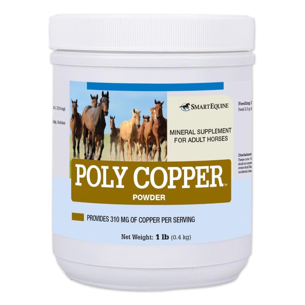 SmartEquine Poly Copper Between 124; Equine Horse Coat Supplements for Skin Between 124; Vitamin & Minerals Supplements for Horses Bones and Metabolity Between 124; 1 lb Jar