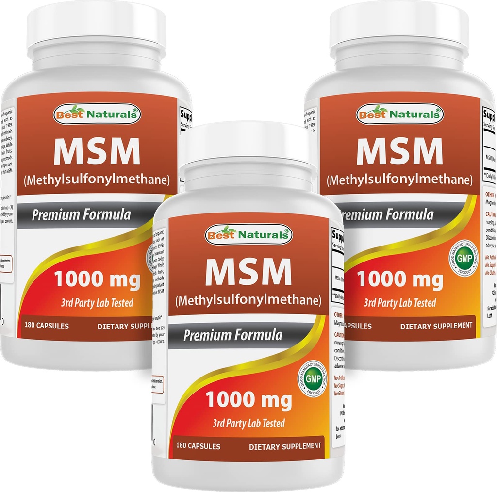 Najlepsi naturalni MSM 1000 mg 180 kapsułek (180 licz (opakowanie po 3))