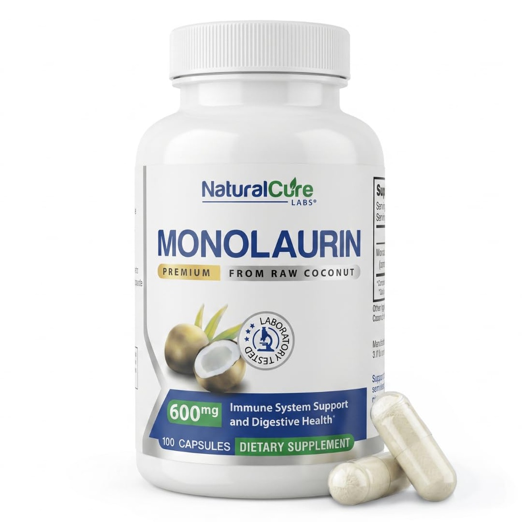 Natural Cure Labs Premium Monolaurin - 600mg, 100 kapsułki