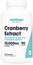 Nutricost Cranberry Extract for Women (35,000mg Equivalent), 180 Kapsułek - z witaminą C, Uva Ursi & Dandelion Root Extract - Non- GMO & gluten Free Health Supplement