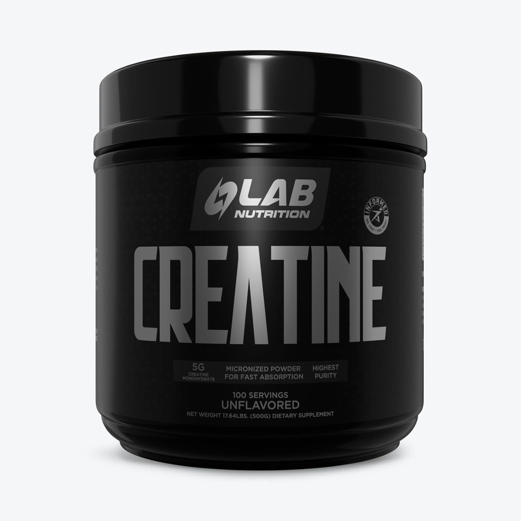 Lab Nutrition Creature Monohydrate Proszek mikronizowany 500G, 5000mg Per Serv (5g) Keto Friendly, Mikronized Creature Monohydrate, 100 Służenia, 17.64 Ounces, Unflavored