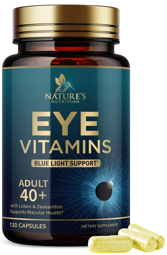 Suplement do oczu Witaminy - Zaawansowana Witamina do pielęgnacji oczu z Luteiną, Cynk, Witaminy C, E, Zeaksantyna i Minerały - Vision Multivitamine for Macular Health & Suchy Oczy, Wegan, Butelkowane w USA - 120 Kapsułki