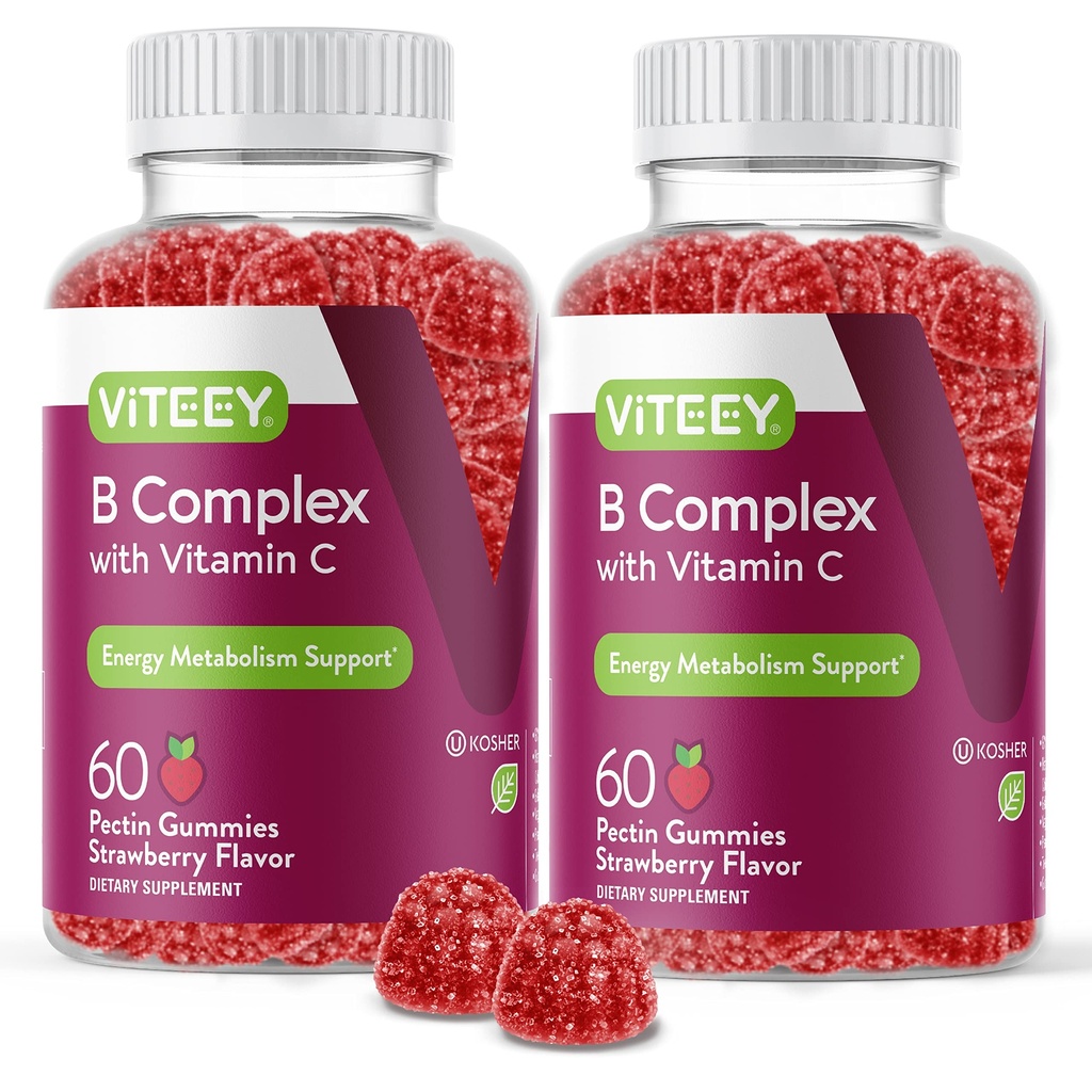 Witamina B Kompleks Gumie z Witaminą C - Energia, Metabolizm i Wsparcie immunologiczne - B6, B12, Niacyna, Kwas foliowy, Biotin, Wapnia - Wegan, Bezglutenowy - 120 Liczba