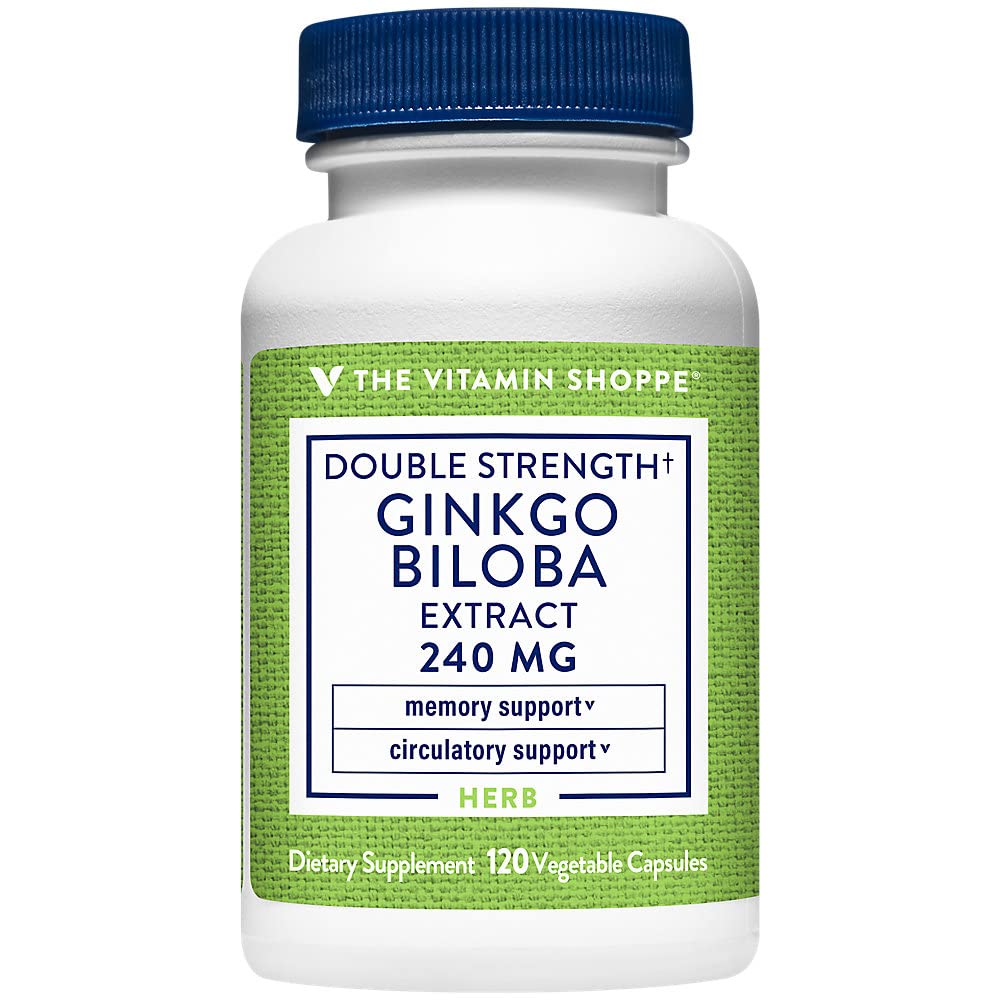 The Vitamin Shoppe Ginkgo Biloba 240 MG - Memory Support, Mental Clarity & Circulation, Standardized Extract (120 Vegetable Capsules)