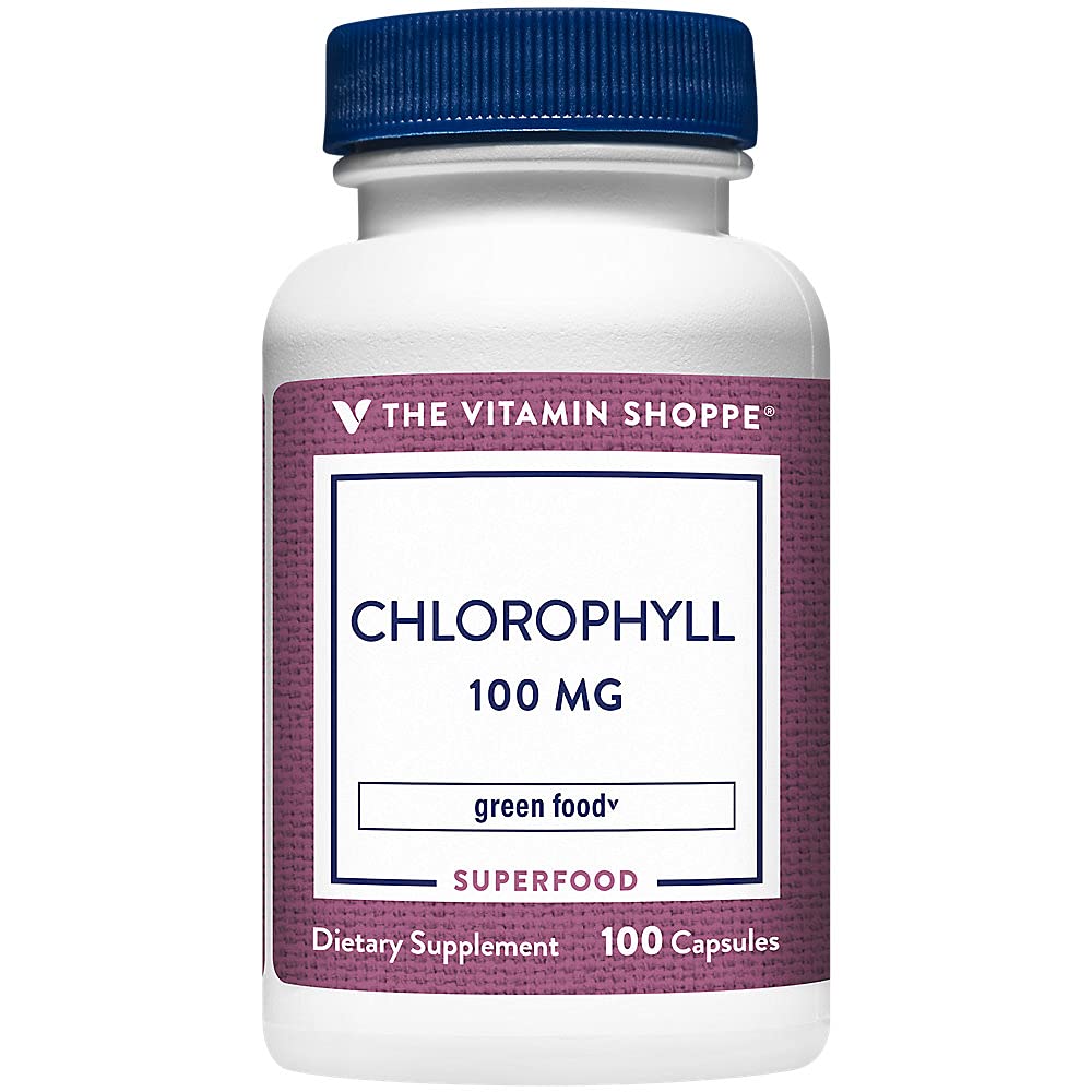 Witamina Chlorofil 100mg - Natural Food Supplement, Green Superfood, który wspiera system immunologiczny i produkcji energii, "Natural Deodorant" (100 kapsułki)