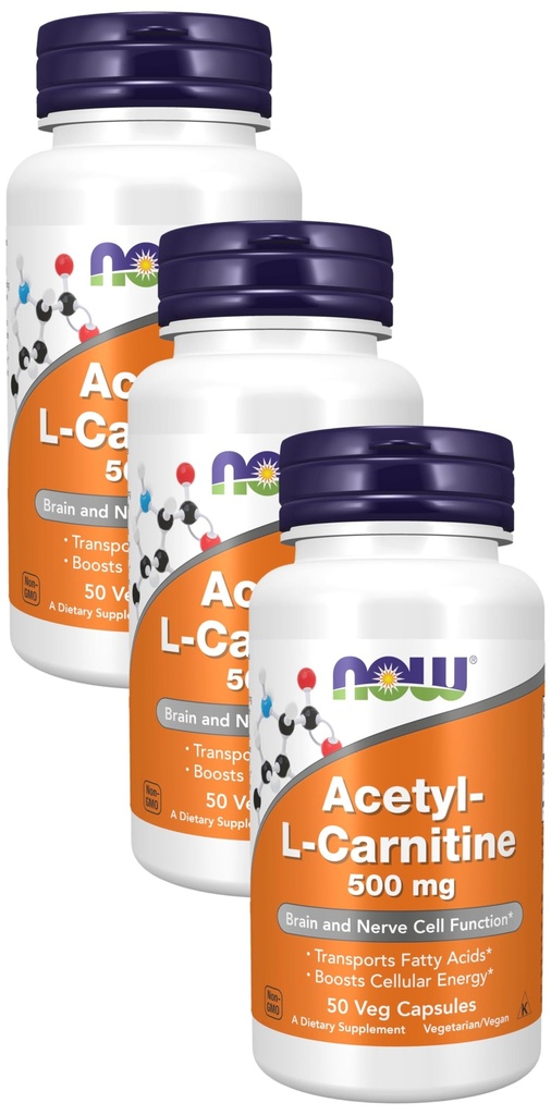 Teraz dodatki, Acetyl- L Karnityna 500 mg, Amino Acid, Mózg i Nerve Cell Function *, 50 kapsułki Veg (Opakowanie po 3)