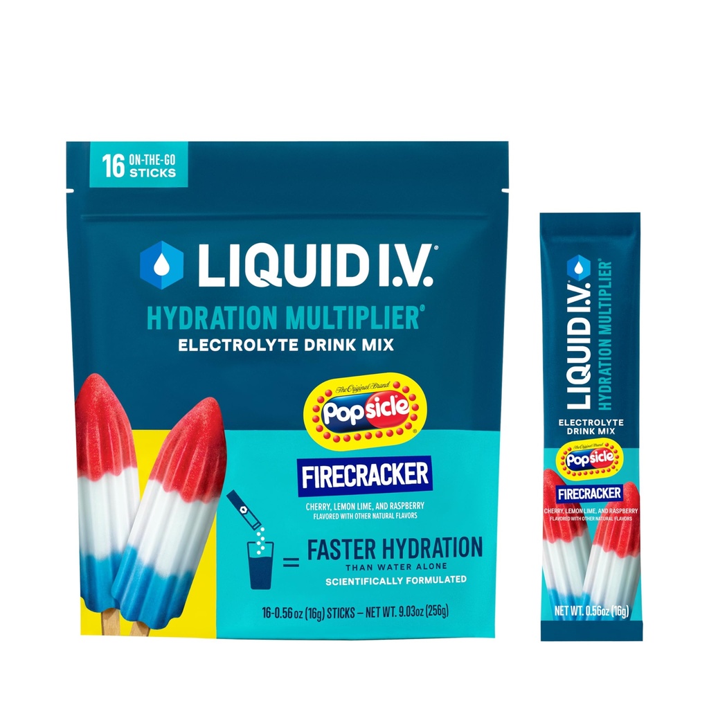 Płyn I.V. ® Nawodnienie mnożnik - Popsicle Firecracker 124; Electrolyte proszek napój Mix 124; 1 opakowanie (16 Servings)