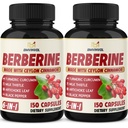 2 Pack Berberine HCl- Plus Ceylon Cynamon, Kurkuma, Mleko Thistle, Karczoch, Pieprz czarny, Berberine HCI Suplementy korzeniowe Pigułki - System immunologiczny