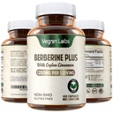 Vegan Labs Berberine HCL 1200MG z organicznym Cejlońskim Cinnamonem - 180 Vegan Capsules - Wspiera ogólne zdrowie i system immunologiczny